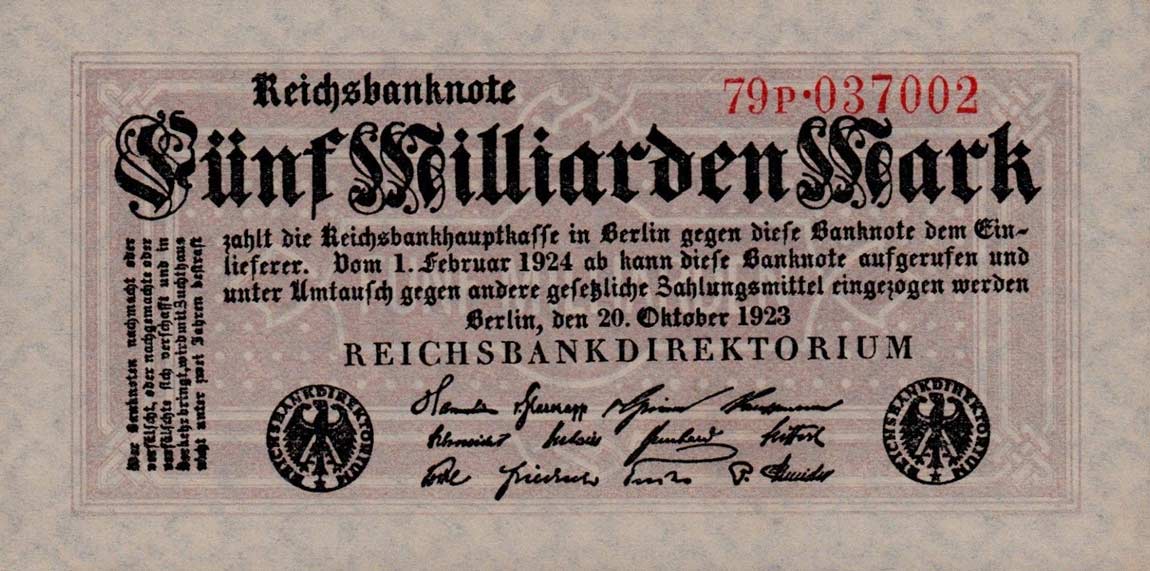 Front of Germany p123a: 5000000000 Mark from 1923
