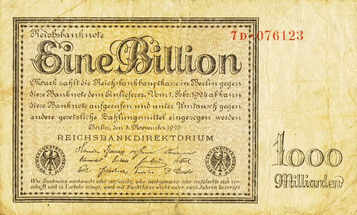 Front of Germany p134: 1000000000000 Mark from 1923