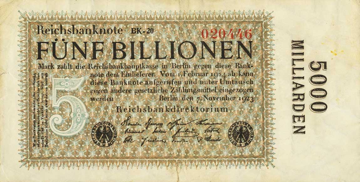 Front of Germany p136c: 5000000000000 Mark from 1923