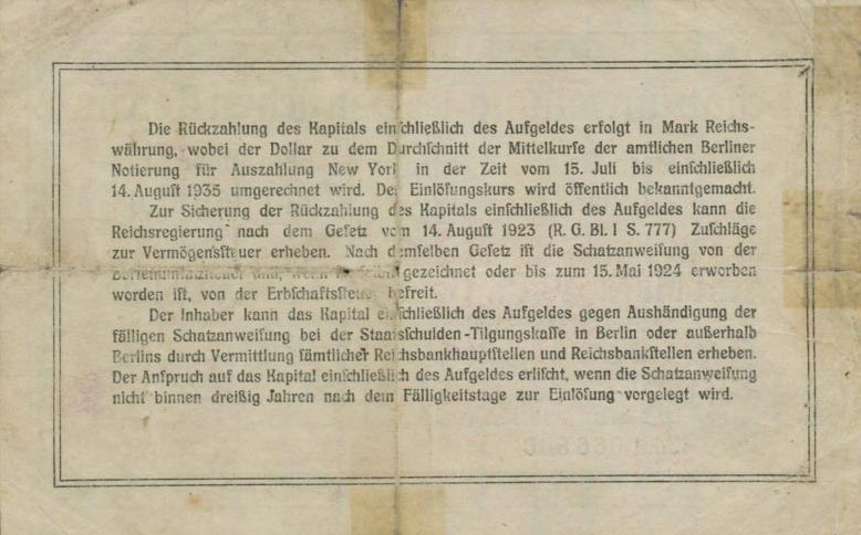 Back of Germany p159b: 8.4 Goldmark from 1923