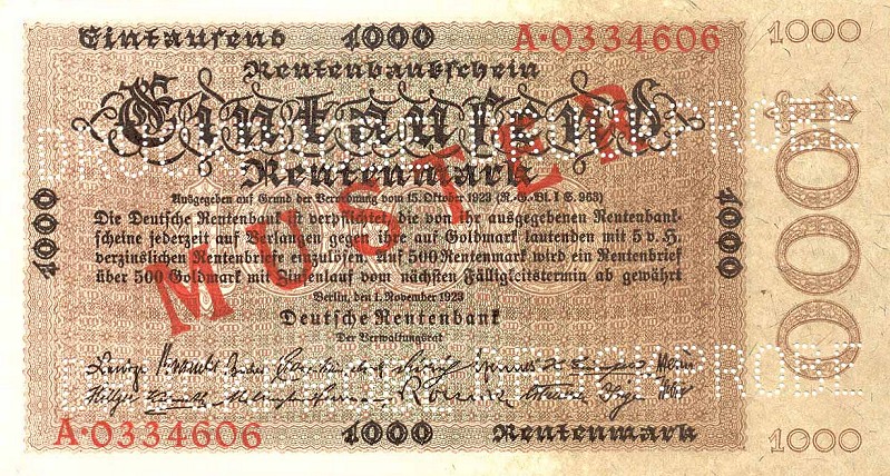 Front of Germany p168s: 1000 Rentenmark from 1923
