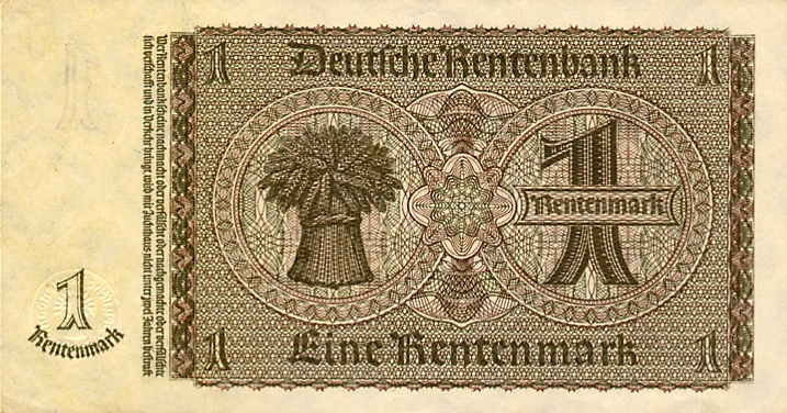 Back of Germany p173a: 1 Rentenmark from 1937