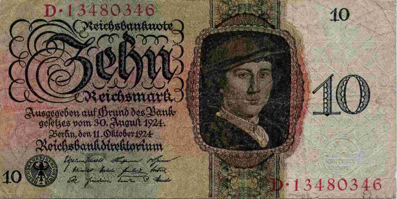 Front of Germany p175: 10 Reichsmark from 1924