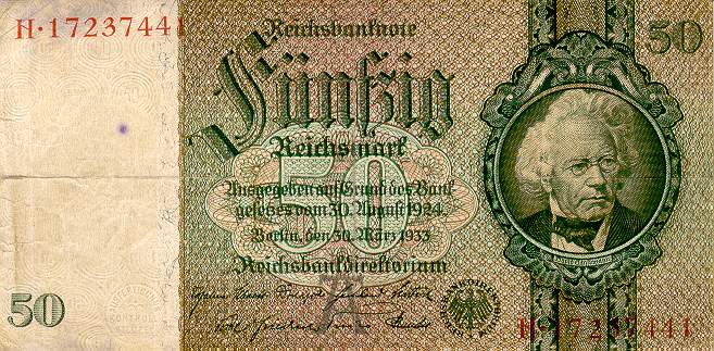 Front of Germany p182a: 50 Reichsmark from 1933