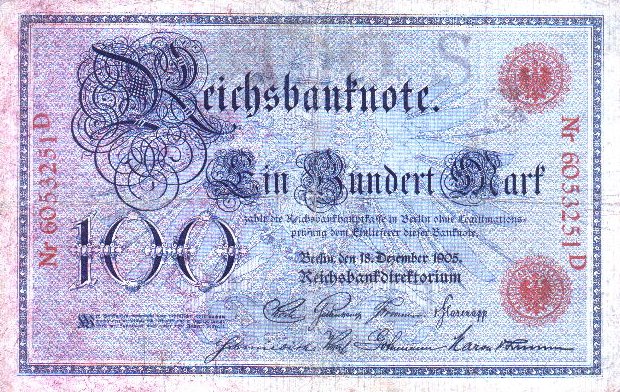 Front of Germany p24a: 100 Mark from 1905