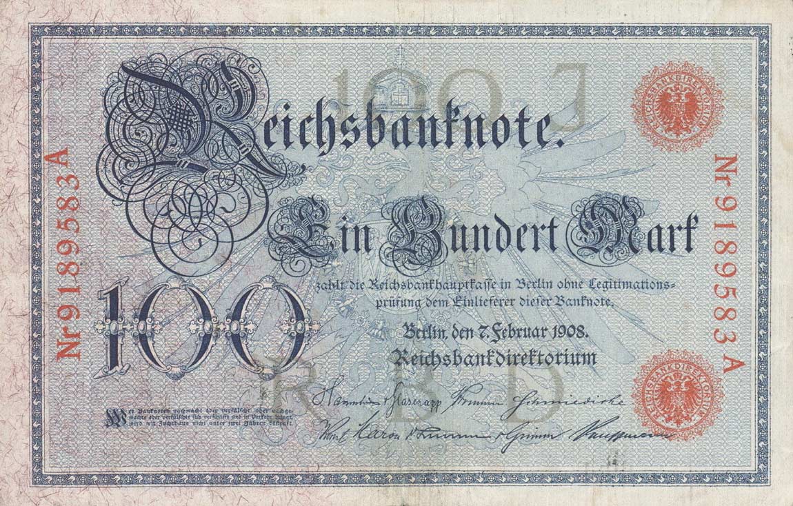 Front of Germany p33b: 100 Mark from 1908