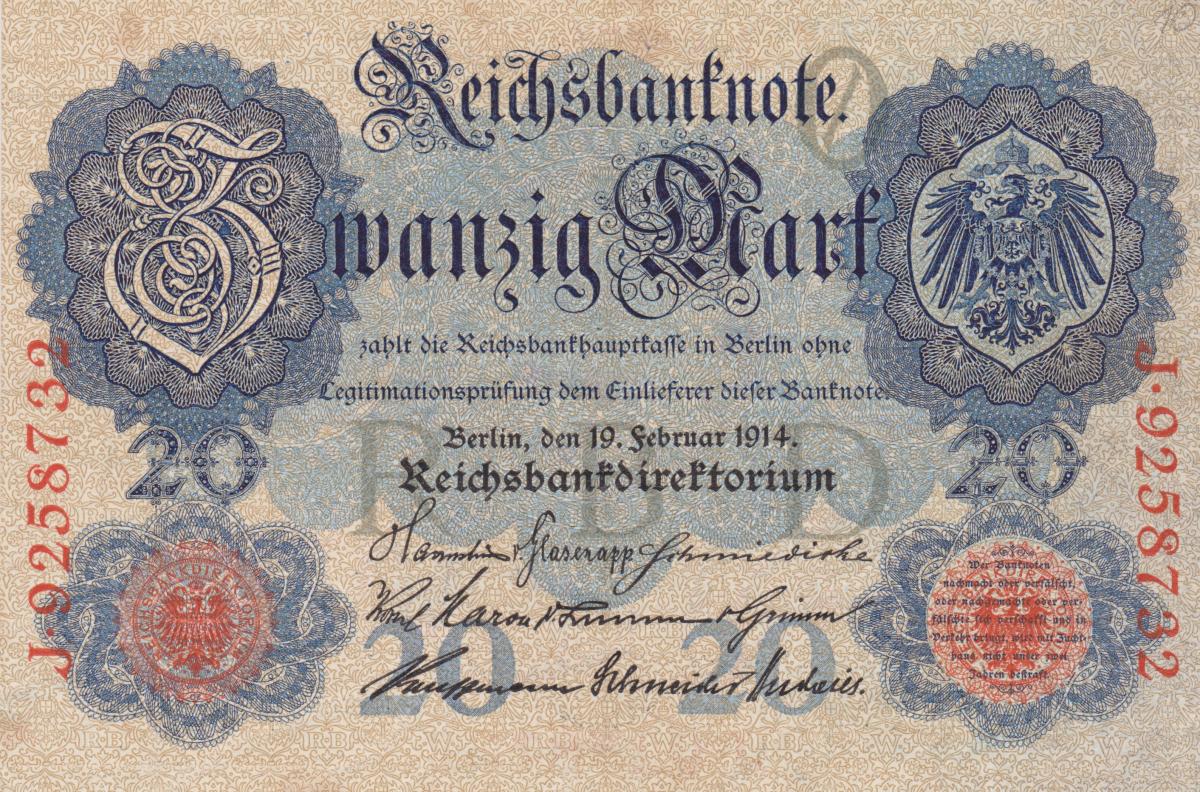 Front of Germany p46b: 20 Mark from 1914