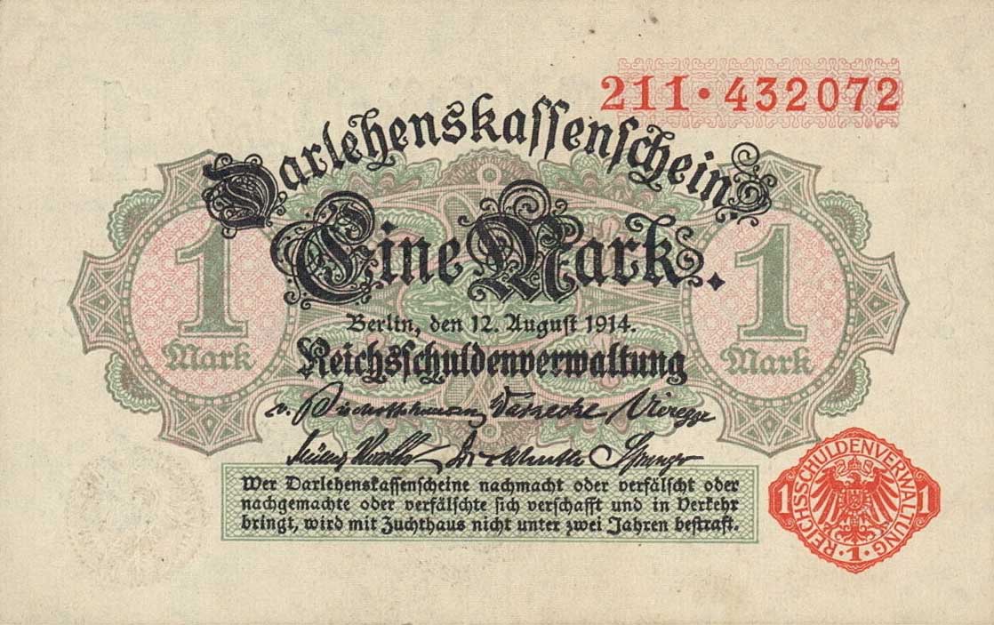 Front of Germany p50: 1 Mark from 1914