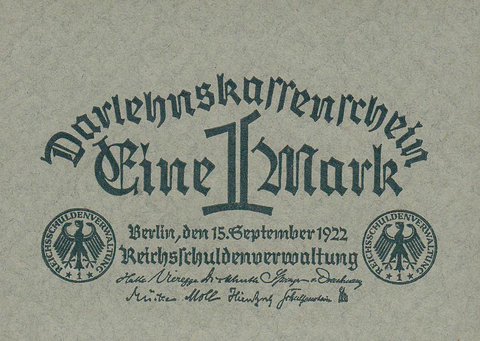 Front of Germany p61a: 1 Mark from 1922