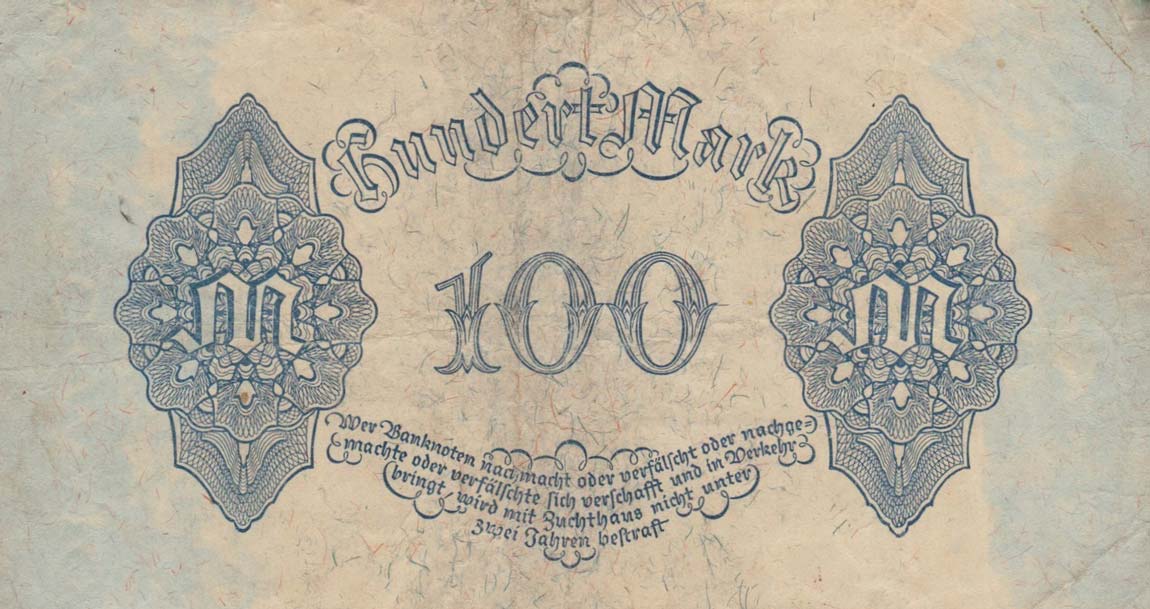 Back of Germany p75: 100 Mark from 1922