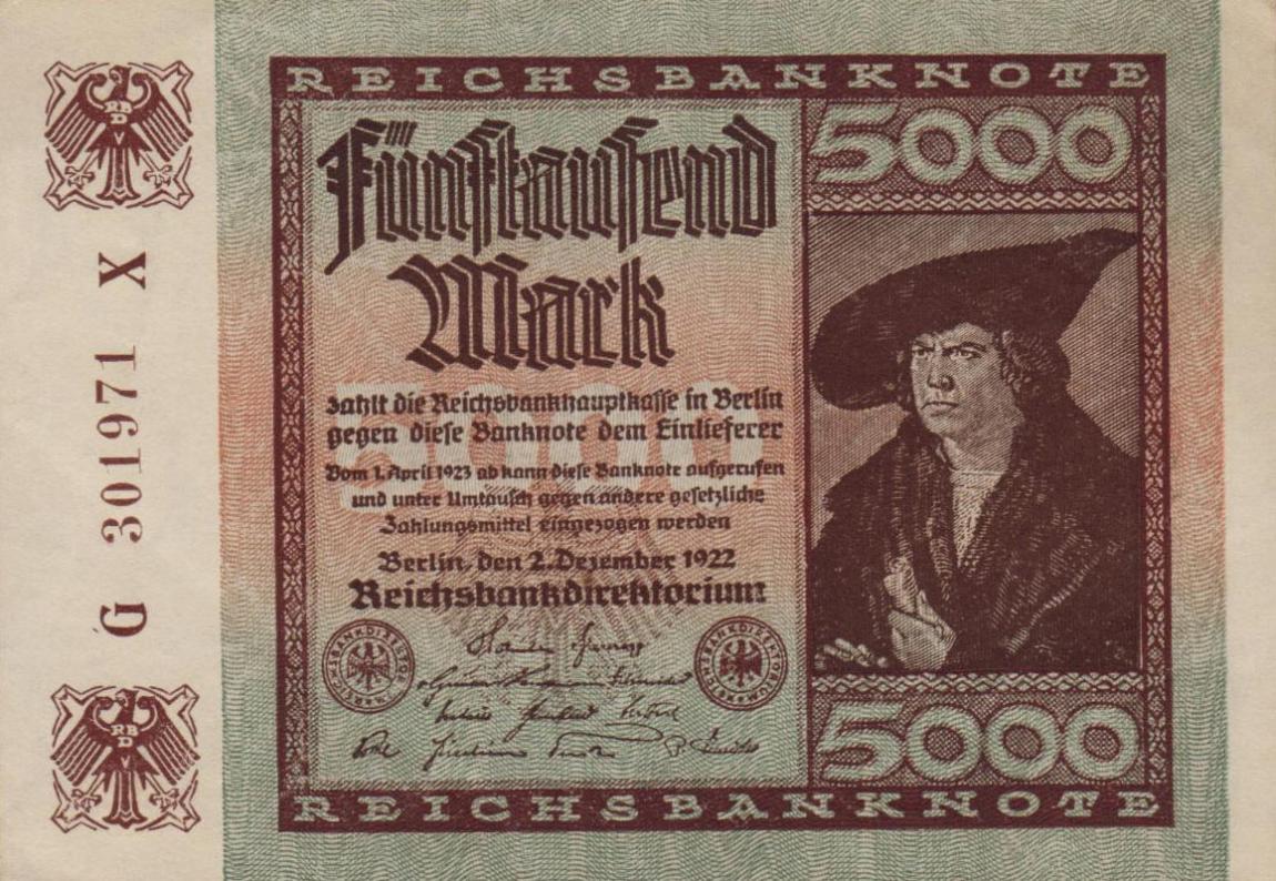 Front of Germany p81c: 5000 Mark from 1922