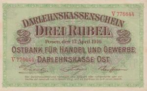 pR123b from Germany: 3 Rubel from 1916