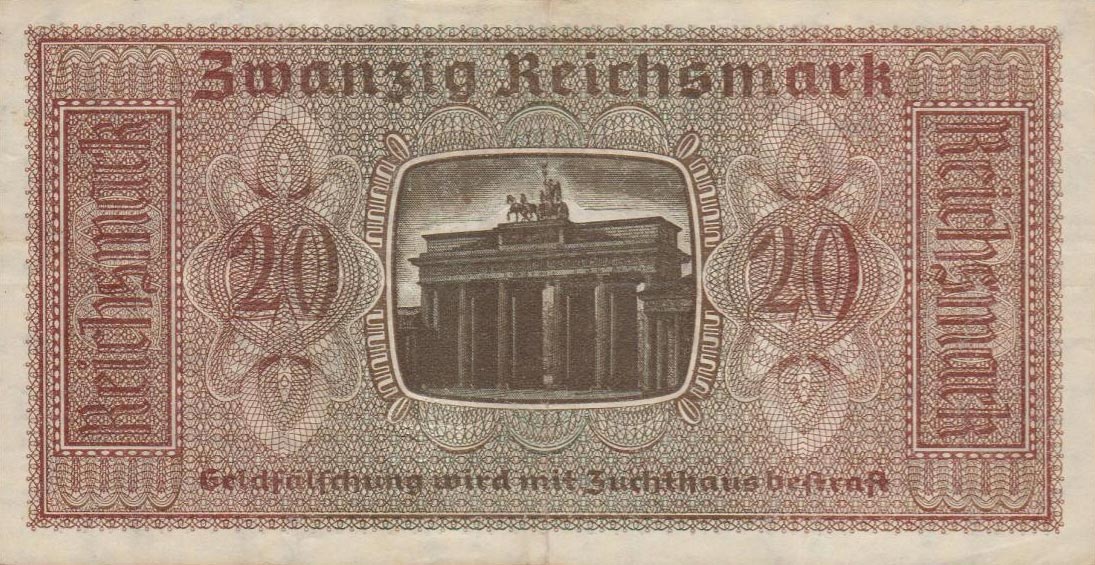 Back of Germany pR139: 20 Reichsmark from 1940