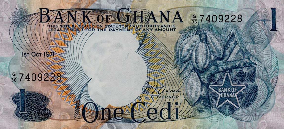 Front of Ghana p10d: 1 Cedi from 1971