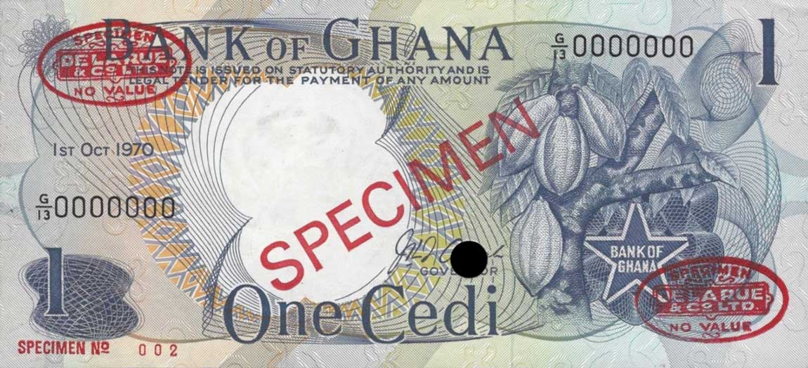 Front of Ghana p10s: 1 Cedi from 1967