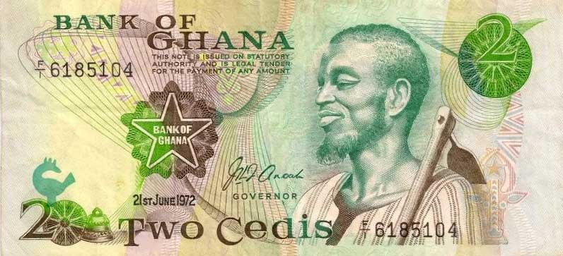 Front of Ghana p14a: 2 Cedis from 1972