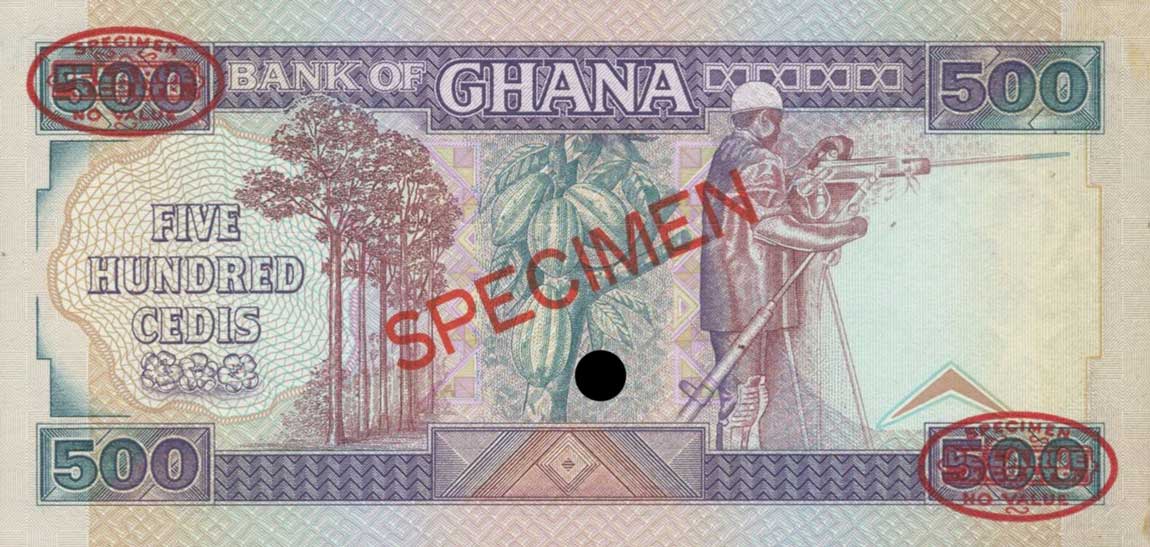 Back of Ghana p28s: 500 Cedis from 1986