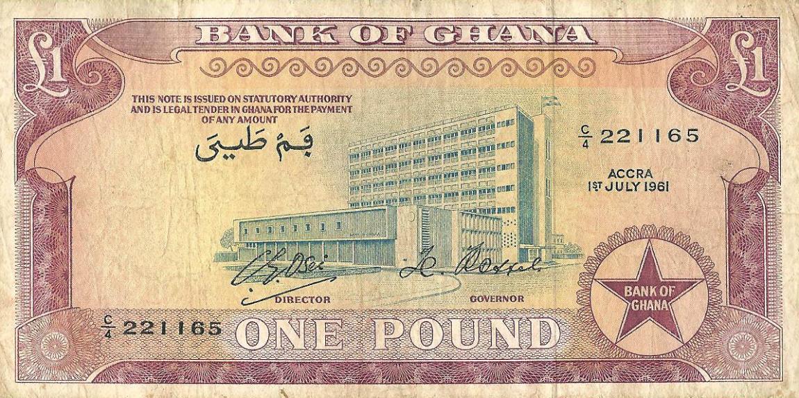 Front of Ghana p2c: 1 Pound from 1961