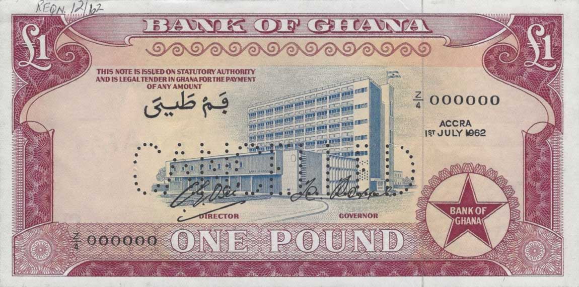 Front of Ghana p2s: 1 Pound from 1958