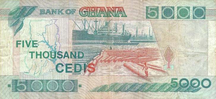 Back of Ghana p31a: 5000 Cedis from 1994
