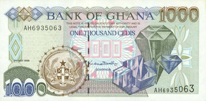 Front of Ghana p32b: 1000 Cedis from 1997
