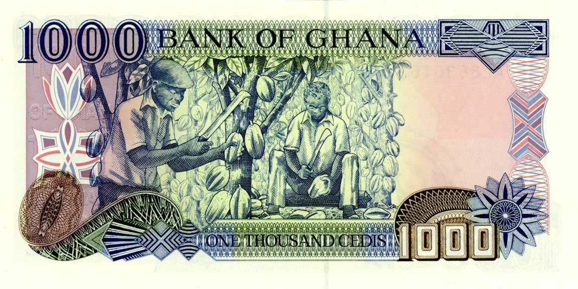 Back of Ghana p32c: 1000 Cedis from 1998