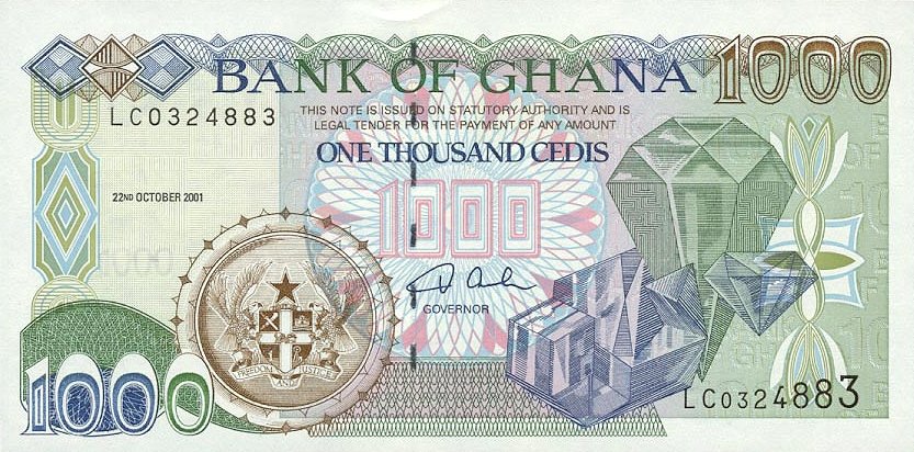 Front of Ghana p32d: 1000 Cedis from 1999