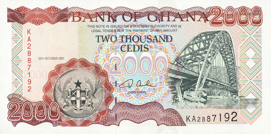 Front of Ghana p33f1: 2000 Cedis from 2001
