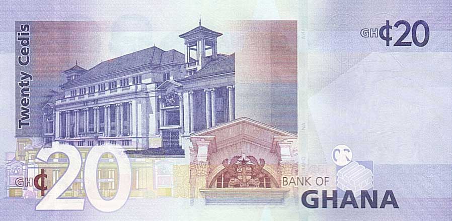 Back of Ghana p40a: 20 Cedis from 2007