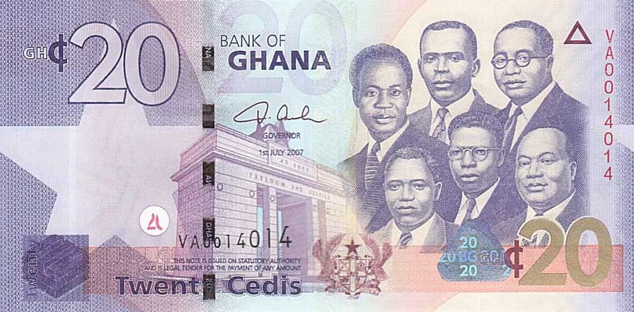 Front of Ghana p40a: 20 Cedis from 2007