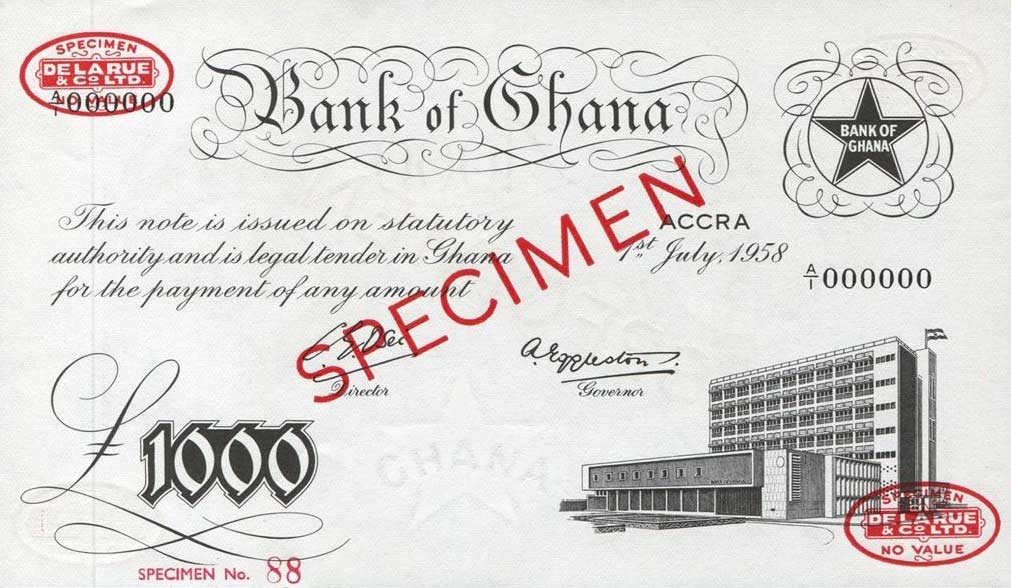 Front of Ghana p4s: 1000 Pounds from 1958