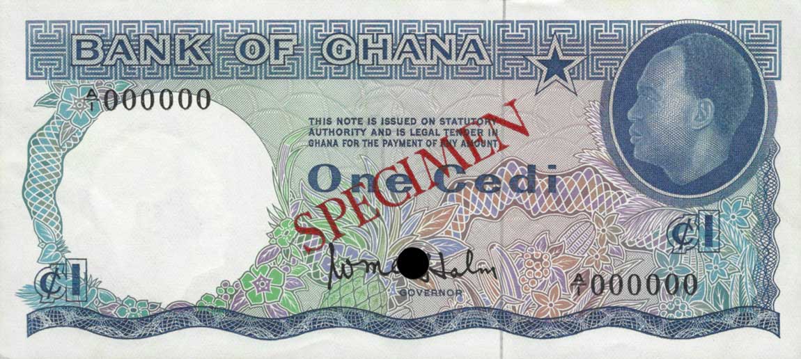 Front of Ghana p5s: 1 Cedi from 1965