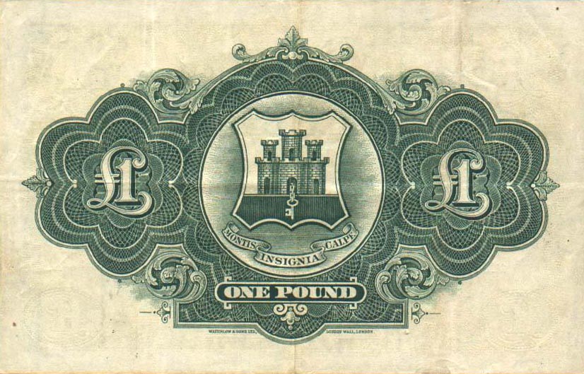 Back of Gibraltar p15b: 1 Pound from 1942
