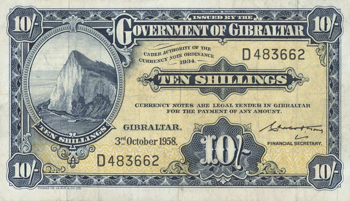 Front of Gibraltar p17: 10 Shillings from 1958