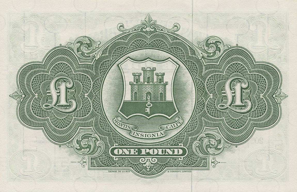 Back of Gibraltar p18c: 1 Pound from 1975
