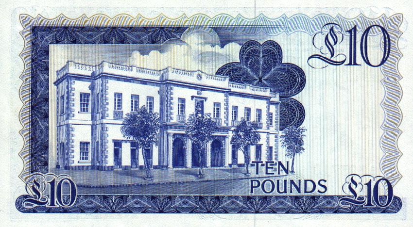 Back of Gibraltar p22a: 10 Pounds from 1975