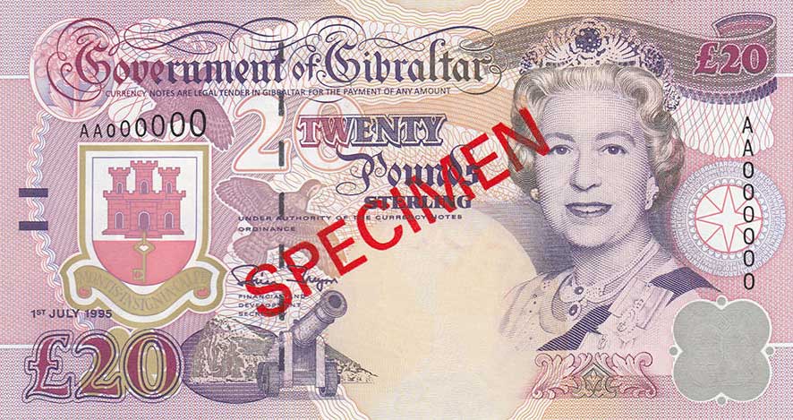 Front of Gibraltar p27s: 20 Pounds from 1995
