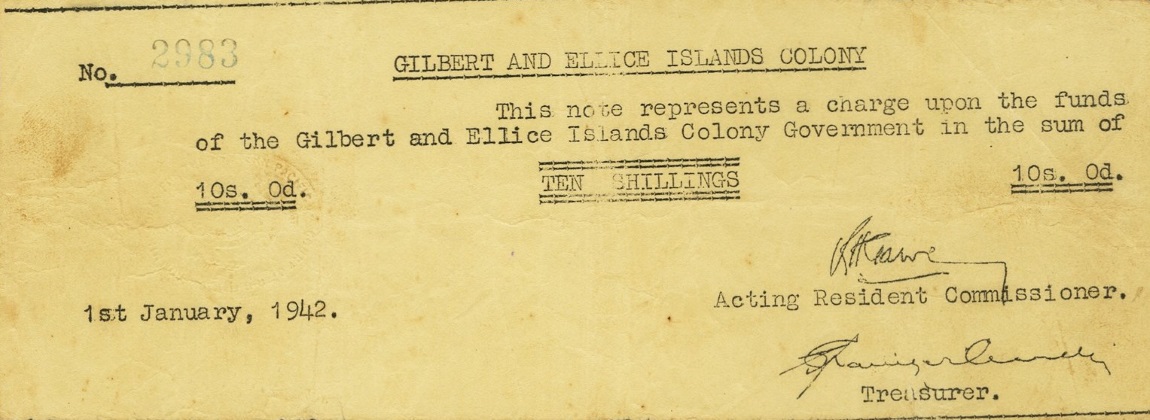 Front of Gilbert and Ellice Islands p4: 10 Shillings from 1942