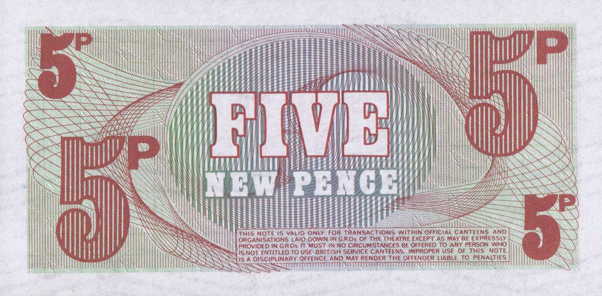 Back of England pM44a: 5 New Pence from 1972