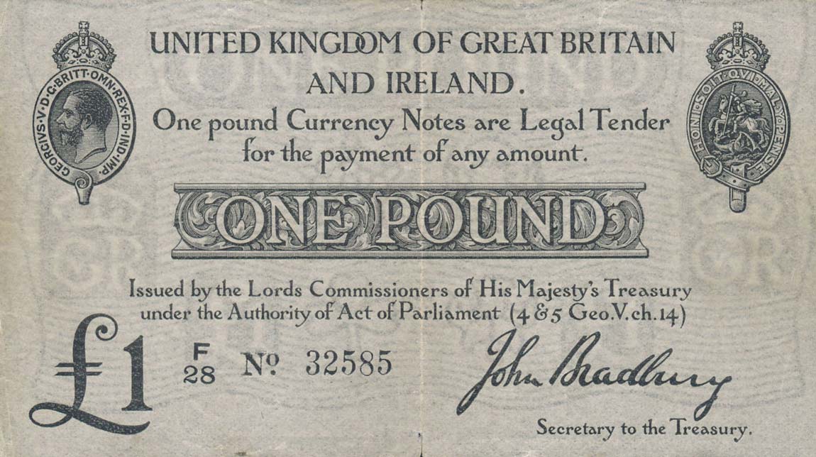 Front of England p349a: 1 Pound from 1914