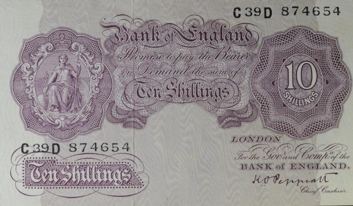 Front of England p366: 10 Shillings from 1940
