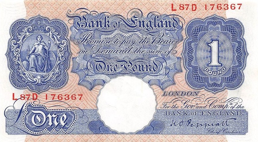 Front of England p367a: 1 Pound from 1940