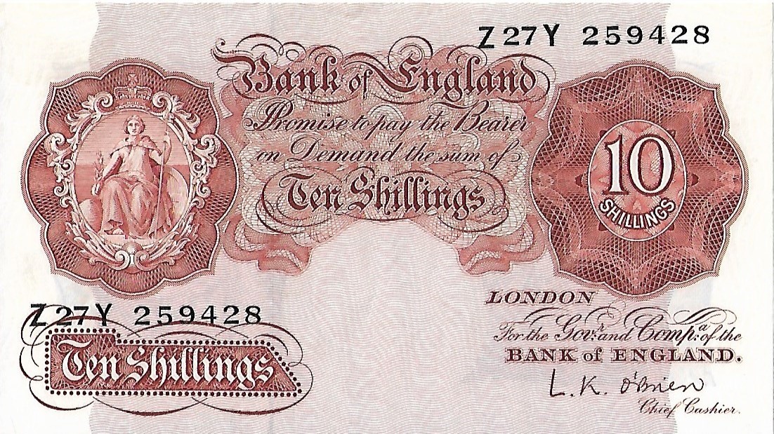 Front of England p368c: 10 Shillings from 1955