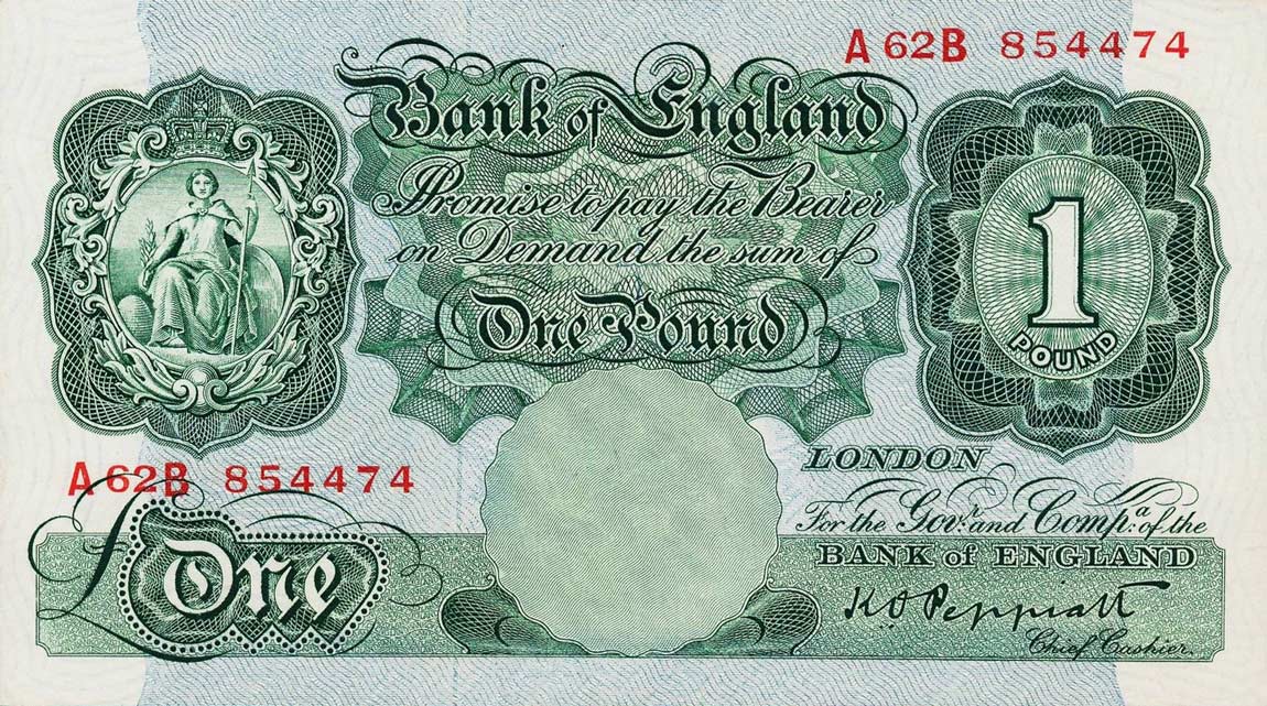 Front of England p369d: 1 Pound from 1948