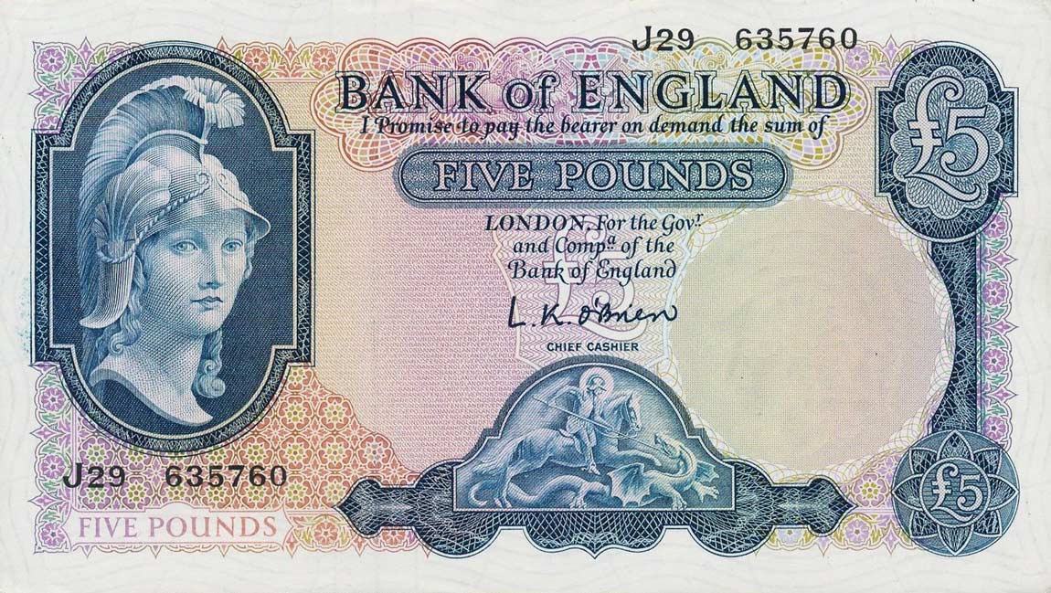 Front of England p372a: 5 Pounds from 1961