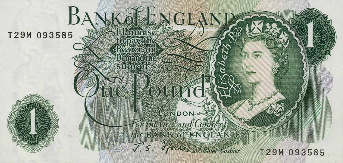 Front of England p374f: 1 Pound from 1966