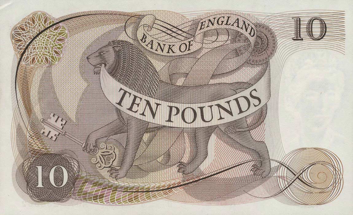 Back of England p376c: 10 Pounds from 1970