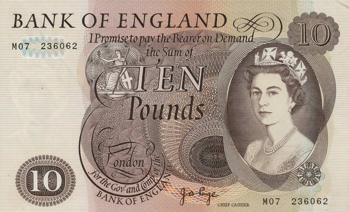 Front of England p376c: 10 Pounds from 1970