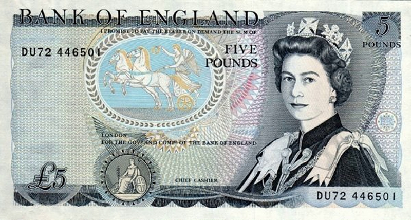 Front of England p378d: 5 Pounds from 1980