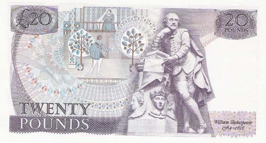 Back of England p380b: 20 Pounds from 1970